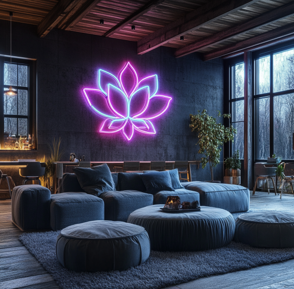 Geometric Lotus Neon Sign - Mandala Diwali Design | Yoga Wall Art | Meditation Room Zen Decoration | Indian Spirit LED Wall | Suitable for Room Wall Decoration | Home, Store, Wedding, Birthday Party Decoration | Custom neon sign | Custom led sign