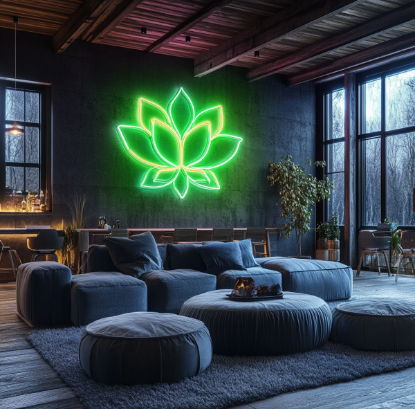 Geometric Lotus Neon Sign - Mandala Diwali Design | Yoga Wall Art | Meditation Room Zen Decoration | Indian Spirit LED Wall | Suitable for Room Wall Decoration | Home, Store, Wedding, Birthday Party Decoration | Custom neon sign | Custom led sign - 图片 2