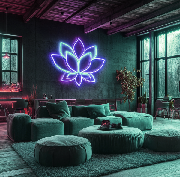Geometric Lotus Neon Sign - Mandala Diwali Design | Yoga Wall Art | Meditation Room Zen Decoration | Indian Spirit LED Wall | Suitable for Room Wall Decoration | Home, Store, Wedding, Birthday Party Decoration | Custom neon sign | Custom led sign - 图片 4