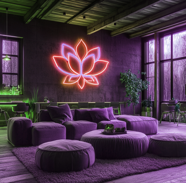 Geometric Lotus Neon Sign - Mandala Diwali Design | Yoga Wall Art | Meditation Room Zen Decoration | Indian Spirit LED Wall | Suitable for Room Wall Decoration | Home, Store, Wedding, Birthday Party Decoration | Custom neon sign | Custom led sign - 图片 3