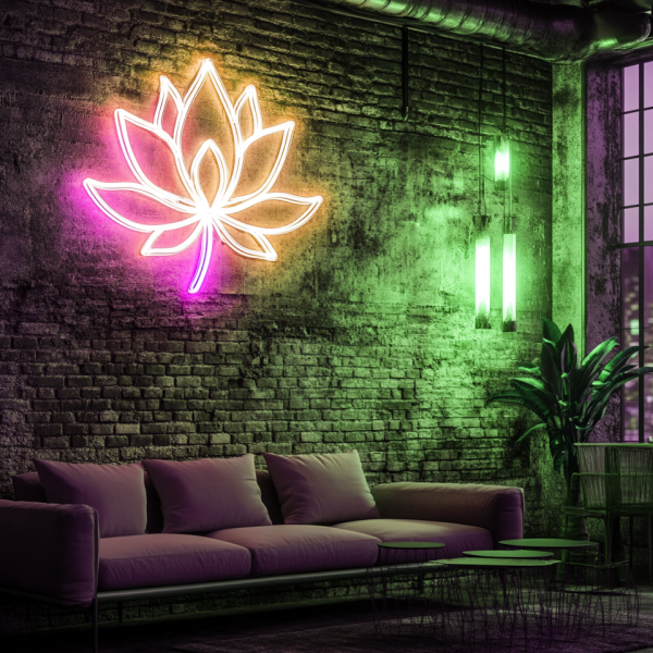 Lotus neon sign dimmable blue moon neon sign | suitable for wall decoration | USB power purple lotus LED lighting sign | suitable for bedroom yoga room game room | suitable for room wall decoration | home, store, wedding birthday party, decoration | Custom neon sign | Custom led sign - 图片 2