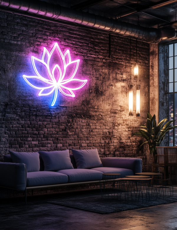 Lotus neon sign dimmable blue moon neon sign | suitable for wall decoration | USB power purple lotus LED lighting sign | suitable for bedroom yoga room game room | suitable for room wall decoration | home, store, wedding birthday party, decoration | Custom neon sign | Custom led sign