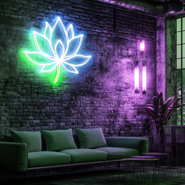 Lotus neon sign dimmable blue moon neon sign | suitable for wall decoration | USB power purple lotus LED lighting sign | suitable for bedroom yoga room game room | suitable for room wall decoration | home, store, wedding birthday party, decoration | Custom neon sign | Custom led sign - 图片 3