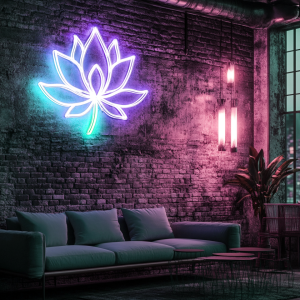 Lotus neon sign dimmable blue moon neon sign | suitable for wall decoration | USB power purple lotus LED lighting sign | suitable for bedroom yoga room game room | suitable for room wall decoration | home, store, wedding birthday party, decoration | Custom neon sign | Custom led sign - 图片 4