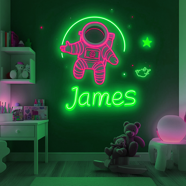 Astronaut Children's Bedroom LED Neon Logo | Children's Bedroom Customized Neon Logo | Customized Name Neon Logo | Home Decoration | Bedroom Decoration | Children's Personalized Gift | Wall Decoration | Birthday Gift | Custom neon sign | Custom led sign - 图片 2