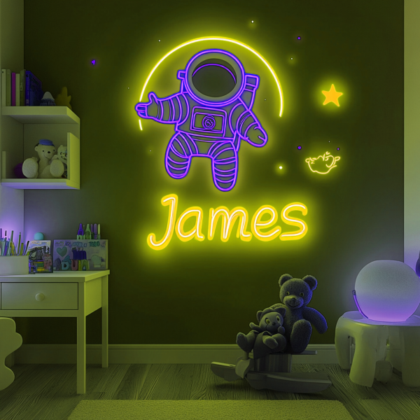 Astronaut Children's Bedroom LED Neon Logo | Children's Bedroom Customized Neon Logo | Customized Name Neon Logo | Home Decoration | Bedroom Decoration | Children's Personalized Gift | Wall Decoration | Birthday Gift | Custom neon sign | Custom led sign - 图片 3