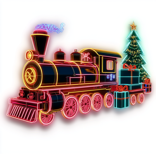 hristmas Train Neon | Christmas Element Steam Locomotive Neon Light | Christmas Light Decoration | Christmas Gift | Christmas Decoration Room | UV Print Christmas Day Neon Sign | Custom neon sign | Custom led sign - 图片 4