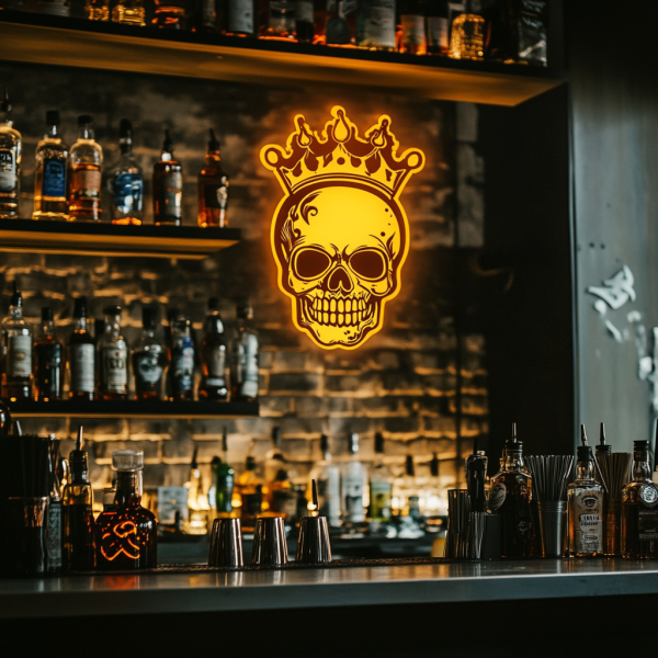 Skull and Crown Neon | Gothic Pop Art Wall Decoration Neon | Dark Royal Art Neon Decoration | Avagre-garde Street Style | Unique Gifts | Custom neon sign | Custom led sign