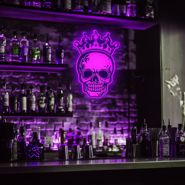 Skull and Crown Neon | Gothic Pop Art Wall Decoration Neon | Dark Royal Art Neon Decoration | Avagre-garde Street Style | Unique Gifts | Custom neon sign | Custom led sign - 图片 4