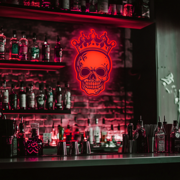 Skull and Crown Neon | Gothic Pop Art Wall Decoration Neon | Dark Royal Art Neon Decoration | Avagre-garde Street Style | Unique Gifts | Custom neon sign | Custom led sign - 图片 3