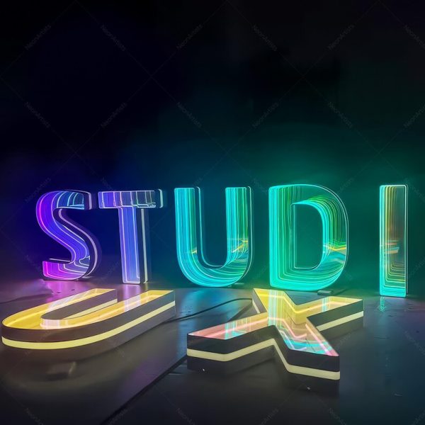 Custom Infinite Mirror 3DLED Signage | Custom LED Track Channel Letters | Infinite Mirror Neon Signage | Commercial Signage | LED Letter Signage