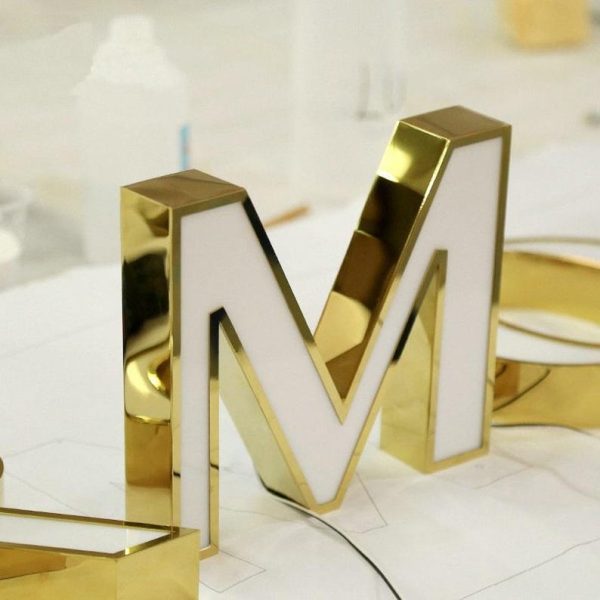 Custom 3D mirror stainless steel flat luminescent word signage | Custom outdoor waterproof metal advertising light sign - 图片 3