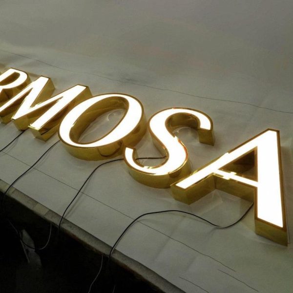 Custom 3D mirror stainless steel flat luminescent word signage | Custom outdoor waterproof metal advertising light sign