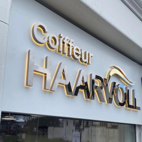 Customized Metal LED Luminous Signage | Customized Personalized 3D Back Luminous Metal Characters | Storefront Luminous Company Logo Text Signage | Outdoor Logo | Cafe Salon Office Store | LED Metal Signage