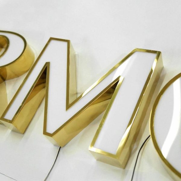 Custom 3D mirror stainless steel flat luminescent word signage | Custom outdoor waterproof metal advertising light sign - 图片 4