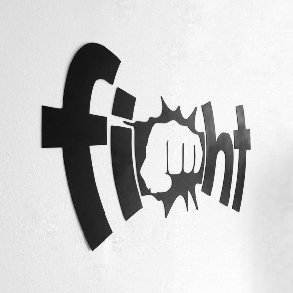 Fight 3D metal wall decoration | Fist wall decoration | Metal gym logo | Fight sports decoration | Creative wall decoration | Metal wall carving | Sports letters