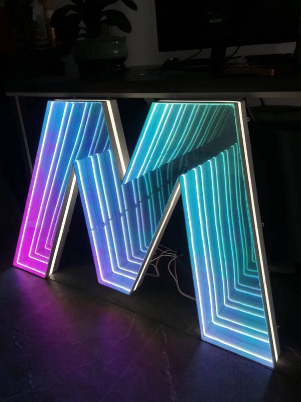 Custom Infinite Mirror Sign | Custom Mirror Neon Sign | Luminous Letter | Infinite Mirror Neon Sign | Wall Sign | Neon Art Logo | LED Logo | Thousand-layer Mirror | Abyss Mirror | Colorful Landscape Luminous Word | Bar Internet Celebrity Wall Creative Light Box - 图片 2