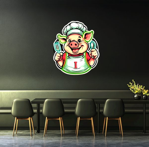 Pig's neon brand with a knife and fork | barbecue neon sign customization | pork barbecue sign art | LED neon sign | barbecue neon sign customization | restaurant neon brand barbecue pig LED barbecue neon sign | Custom neon sign | Custom led sign