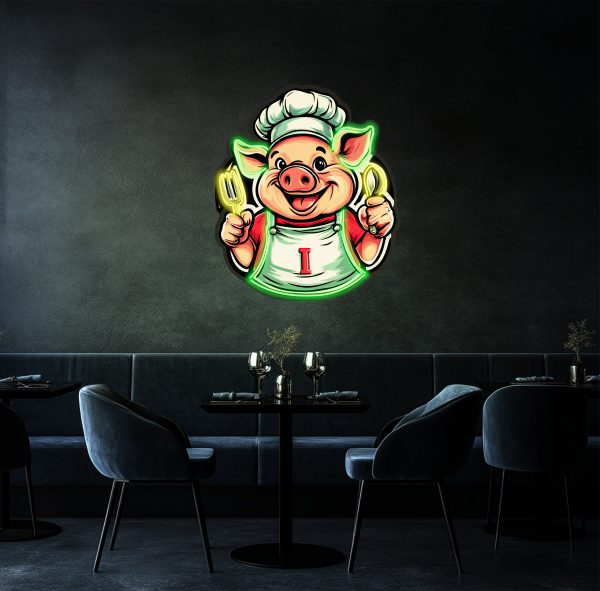 Pig's neon brand with a knife and fork | barbecue neon sign customization | pork barbecue sign art | LED neon sign | barbecue neon sign customization | restaurant neon brand barbecue pig LED barbecue neon sign | Custom neon sign | Custom led sign - 图片 2