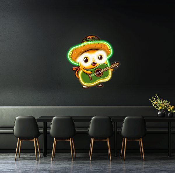 Cartoon wearing sunglasses and holding a guitar | Customized neon logo | Acrylic UV neon logo | UV printing acrylic logo | Customized wall decoration | Customized LED commercial logo | Custom neon sign | Custom led sign