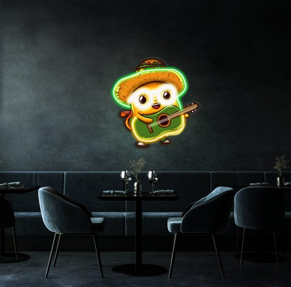 Cartoon wearing sunglasses and holding a guitar | Customized neon logo | Acrylic UV neon logo | UV printing acrylic logo | Customized wall decoration | Customized LED commercial logo | Custom neon sign | Custom led sign - 图片 2