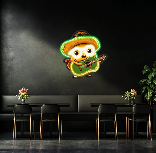 Cartoon wearing sunglasses and holding a guitar | Customized neon logo | Acrylic UV neon logo | UV printing acrylic logo | Customized wall decoration | Customized LED commercial logo | Custom neon sign | Custom led sign - 图片 3
