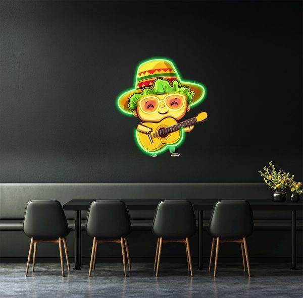 Cute cartoon villain wears vegetables to play guitar | Custom neon sign | Acrylic UV neon sign | UV printed acrylic logo | Custom wall decoration | Custom LED business logo | Custom logo neon | Custom LED light | Custom logo commercial neon | Restaurant wall decoration | Bar logo personalized neon | Opening gift | Custom neon sign | Custom led sign