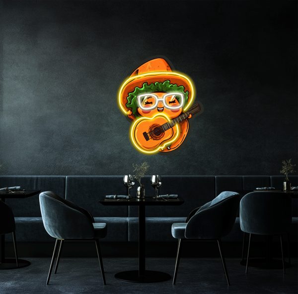 Cute cartoon villain has a vegetable guitar on his head | Custom neon sign | Acrylic UV neon sign | UV printed acrylic logo | Custom wall decoration | Custom LED business logo | Custom logo neon light | Custom LED light | Custom logo commercial neon light | Restaurant wall decoration | Bar logo personalized neon light | Opening gift | Custom neon sign | Custom led sign - 图片 2