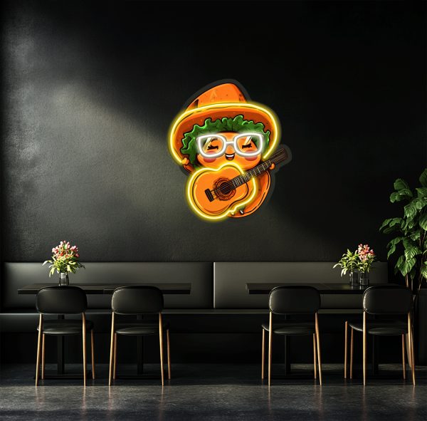 Cute cartoon villain has a vegetable guitar on his head | Custom neon sign | Acrylic UV neon sign | UV printed acrylic logo | Custom wall decoration | Custom LED business logo | Custom logo neon light | Custom LED light | Custom logo commercial neon light | Restaurant wall decoration | Bar logo personalized neon light | Opening gift | Custom neon sign | Custom led sign - 图片 3
