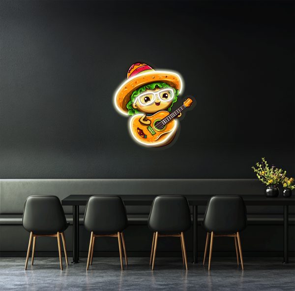 There is a piece of vegetable cartoon on the head | Acrylic UV Neon Logo | UV Printed Acrylic Logo | Custom Wall Decoration | Custom LED Business Logo | Custom Logo Business Neon Light | Restaurant Wall Decoration | Bar Logo Personalized Neon Light |  Custom neon sign | Custom led sign