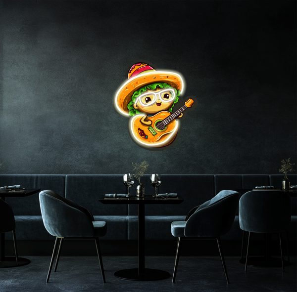 There is a piece of vegetable cartoon on the head | Acrylic UV Neon Logo | UV Printed Acrylic Logo | Custom Wall Decoration | Custom LED Business Logo | Custom Logo Business Neon Light | Restaurant Wall Decoration | Bar Logo Personalized Neon Light |  Custom neon sign | Custom led sign - 图片 2