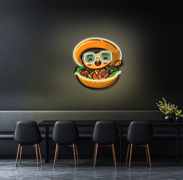 Salad menu with guitar in the bowl neon | Customized vegetarian health salad LED neon light | Fresh organic fruit salad bar salad shop restaurant wall decoration gift | Custom neon sign | Custom led sign