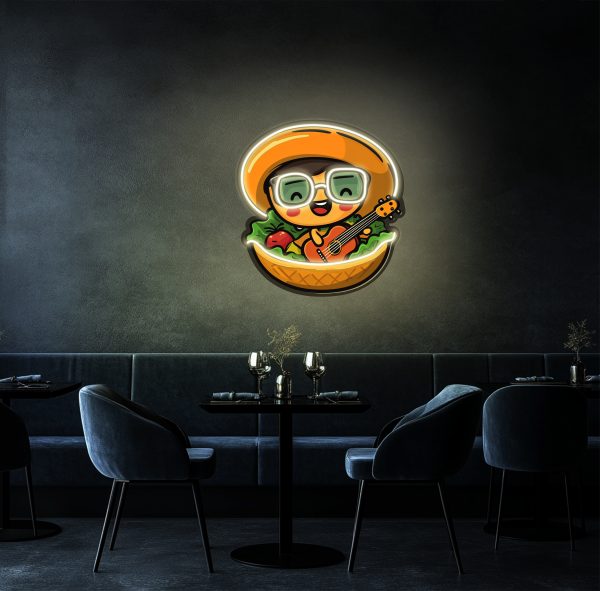 Salad menu with guitar in the bowl neon | Customized vegetarian health salad LED neon light | Fresh organic fruit salad bar salad shop restaurant wall decoration gift | Custom neon sign | Custom led sign - 图片 2