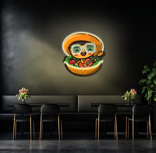 Salad menu with guitar in the bowl neon | Customized vegetarian health salad LED neon light | Fresh organic fruit salad bar salad shop restaurant wall decoration gift | Custom neon sign | Custom led sign - 图片 3