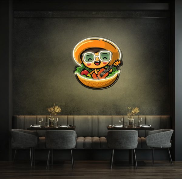 Salad menu with guitar in the bowl neon | Customized vegetarian health salad LED neon light | Fresh organic fruit salad bar salad shop restaurant wall decoration gift | Custom neon sign | Custom led sign - 图片 4