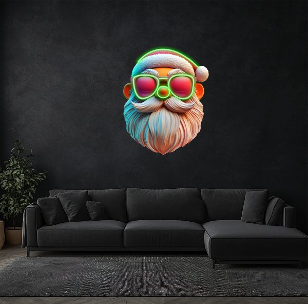 Kind Beard Santa Claus LED Neon | Red Christmas Hat Decoration Light | Warm Holiday Home Lighting | Custom Neon | Wall Neon Decoration | Bedroom Decoration | Custom neon sign | Custom led sign