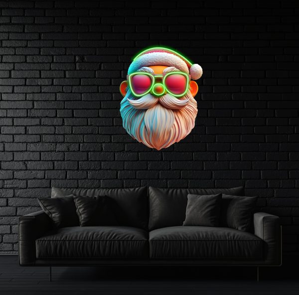 Kind Beard Santa Claus LED Neon | Red Christmas Hat Decoration Light | Warm Holiday Home Lighting | Custom Neon | Wall Neon Decoration | Bedroom Decoration | Custom neon sign | Custom led sign - 图片 2