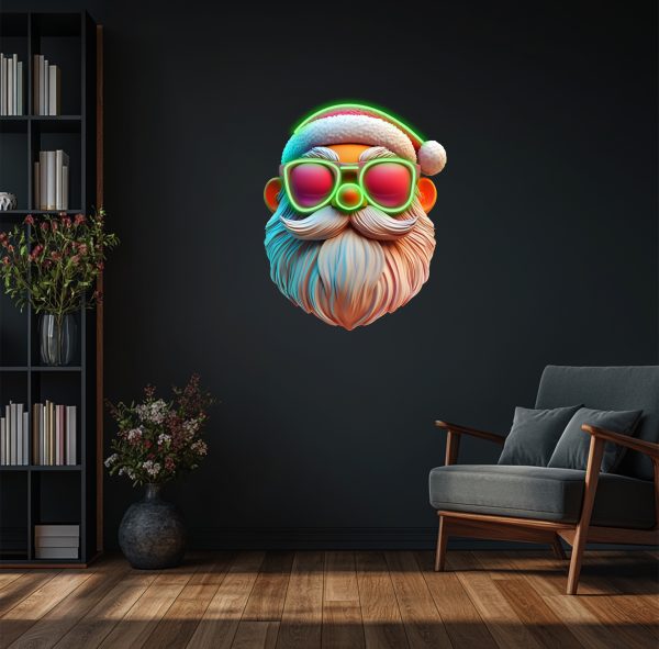 Kind Beard Santa Claus LED Neon | Red Christmas Hat Decoration Light | Warm Holiday Home Lighting | Custom Neon | Wall Neon Decoration | Bedroom Decoration | Custom neon sign | Custom led sign - 图片 3