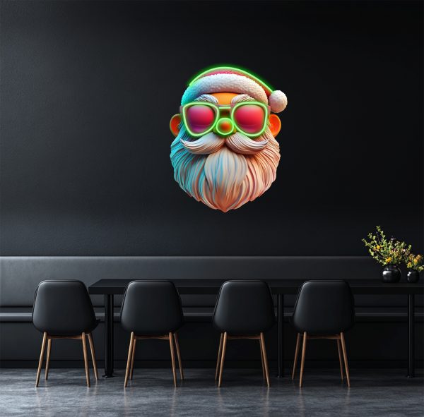 Kind Beard Santa Claus LED Neon | Red Christmas Hat Decoration Light | Warm Holiday Home Lighting | Custom Neon | Wall Neon Decoration | Bedroom Decoration | Custom neon sign | Custom led sign - 图片 4