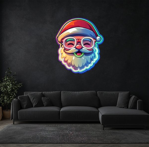 Fluorescent Starlight Santa Claus Wall Hanging | Bright Neon Holiday Wall Hanging Decoration | Unique Christmas Wall Hanging Decoration | Perfect Holiday Home Decoration | UV Printed Picture Neon Decoration |  Custom neon sign | Custom led sign