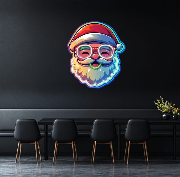 Fluorescent Starlight Santa Claus Wall Hanging | Bright Neon Holiday Wall Hanging Decoration | Unique Christmas Wall Hanging Decoration | Perfect Holiday Home Decoration | UV Printed Picture Neon Decoration |  Custom neon sign | Custom led sign - 图片 4