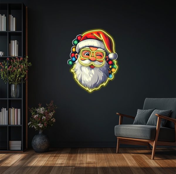 Santa Claus and Small Light Bulb Neon Light | Christmas Decoration Creative Neon Light | UV Printed Picture Neon Light Decoration |  Custom neon sign | Custom led sign - 图片 3