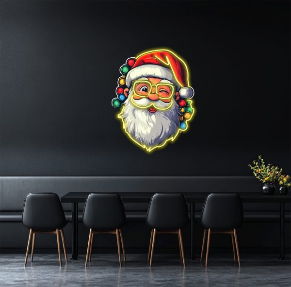 Santa Claus and Small Light Bulb Neon Light | Christmas Decoration Creative Neon Light | UV Printed Picture Neon Light Decoration |  Custom neon sign | Custom led sign - 图片 4
