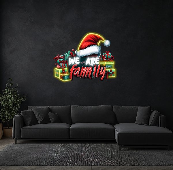 We Are Family Christmas Atmosphere Neon | UV Print Christmas Gift Bag Neon Logo | Christmas Neon Logo Customization | Merry Christmas Light Party Decoration | Christmas Gift Decoration | Custom neon sign | Custom led sign