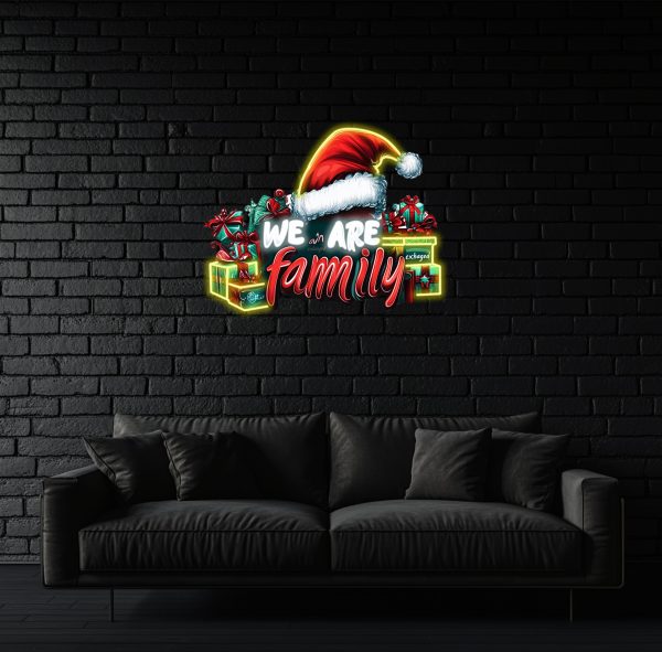 We Are Family Christmas Atmosphere Neon | UV Print Christmas Gift Bag Neon Logo | Christmas Neon Logo Customization | Merry Christmas Light Party Decoration | Christmas Gift Decoration | Custom neon sign | Custom led sign - 图片 2