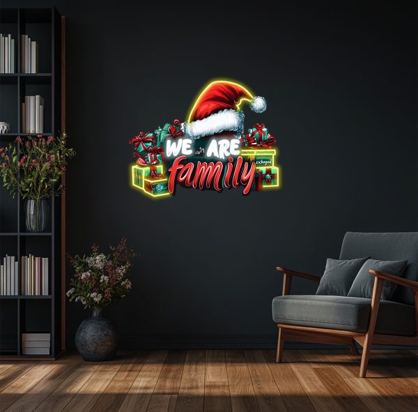 We Are Family Christmas Atmosphere Neon | UV Print Christmas Gift Bag Neon Logo | Christmas Neon Logo Customization | Merry Christmas Light Party Decoration | Christmas Gift Decoration | Custom neon sign | Custom led sign - 图片 3