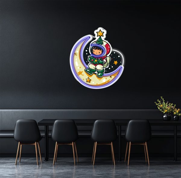Christmas Eve on the Moon: Astronauts in holiday spacesuits spend some time watching star neon lights | Astronaut neon lights | Astronaut art neon decoration | Custom neon lights | Wall neon decoration | Bedroom decoration | Custom neon sign | Custom led sign - 图片 4