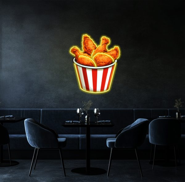 Custom Fried Chicken Neon | Chicken LED Light | Street Food Neon | Fast Food Sign | Decorative Bar | Fried Chicken Sign | UV Printed Neon Sign | Custom neon sign | Custom led sign - 图片 2