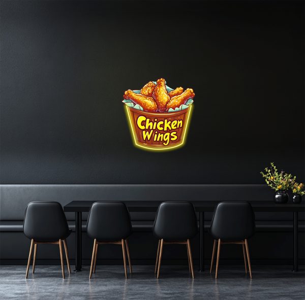 A bucket of chicken leg neon sign | Chicken leg decorative wall | Fried chicken leg LED neon light | Restaurant decoration signboard | Fast food neon | Custom neon sign | Custom led sign