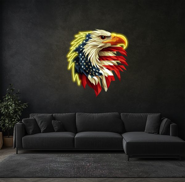 American Eagle Flag Neon | American Patriot Atmosphere Neon | Flag Wall Decoration | Soaring Eagle | Patriotic Decoration | American Independence Day Decoration | Custom neon sign | Custom led sign